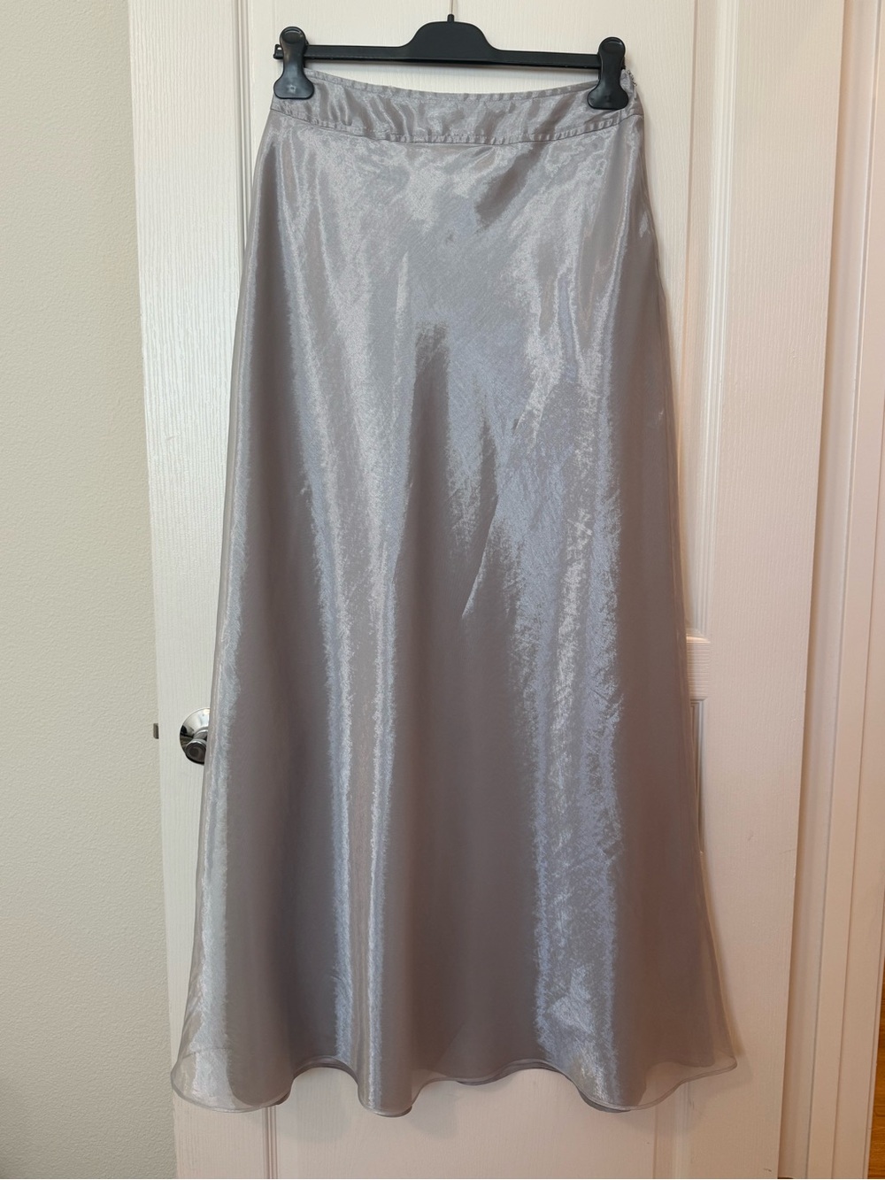 Vintage 90s-era Cachet Silver Sheen A-Line Maxi Skirt